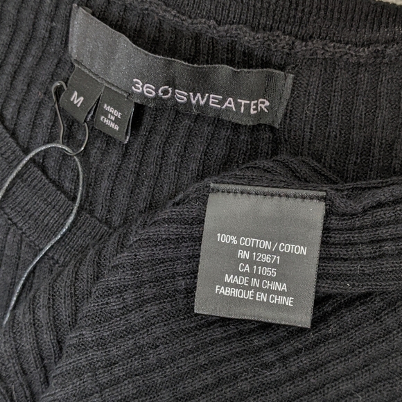 360 Sweater Knit Crew Neck Long Sleeve Striped Fitted Black Red White M NWT - Picture 12 of 12